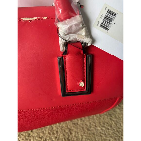 Damaged Defective Peeling Red Calvin Klein Satchel Bowling Bag *missing strap - Picture 4 of 13